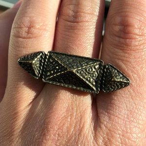 Vanessa Mooney Pyramid Brass Statement Ring